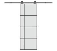 Runheo Porte coulissante en verre ESG 76x205 cm avec kit de quincaillerie noir mat pour intérieur sécurisé, isolation thermique phonique et design moderne
