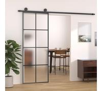Runheo Porte coulissante verre ESG 76x205 cm avec kit de quincaillerie pour rénovation maison appartement porte intérieure robuste sécurité isolation thermique et phonique
