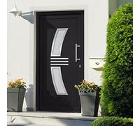 Runheo Porte d'entrée principale anthracite 108x208 cm, porte blindée sécurité, menuiserie avec vitrage isolant, serrure efficace pour maison appartement