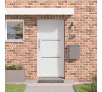 Runheo Porte d'entrée principale blanche en PVC 108 x 208 cm porte blindée sécurisée avec serrure et poignée pour maison et appartement, usage intérieur et extérieur