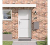 Runheo Porte d'entrée principale blanche en PVC 88 x 200 cm porte blindée avec serrure sécurité et vitrage pour maison appartement usage intérieur et extérieur durable meuble de menuiserie