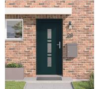 Runheo Porte d'entrée principale en PVC anthracite 98 x 200 cm porte blindée sécurisée pour maison appartement with vitrage isolation thermique phonique serrure poignée rénovation construction