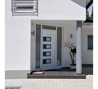 Runheo Porte d'entrée principale extérieure blindée en aluminium et PVC 100x200 cm avec serrure à effraction, poignée en inox, vitrage isolant thermique et phonique, sécurité renforcée