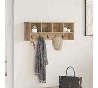 Runheo Porte-Manteau Mural en Bois d'ingénierie chêne Artisanal 75 x 16 x 26 cm avec étagère Murale, Crochets Pratiques et Rangement Suspendu pour entrée, Salon, Bureau et Chambre
