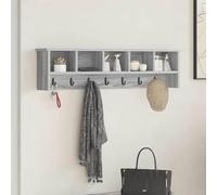Runheo Porte-Manteau Mural Gris Sonoma en Bois d'ingénierie 100 x 16 x 26 cm avec étagères murales et Crochets, Design Moderne pour entrée, Bureau, Salon et Cuisine, Espace de Rangement optimisé