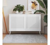 Runheo Portes d'armoire à persiennes 2pcs blanc 61,5x59,4cm en bois de pin massif avec design élégant pour cuisine, salle de bain ou meuble de rangement, parfaites pour rénovation et remplacement
