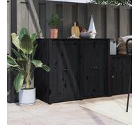 Runheo Portes de cuisine d'extérieur MEPPEL 2 pcs noir en bois de pin massif avec boutons en métal pour armoire placard buffet crédence module rangement et installation facile