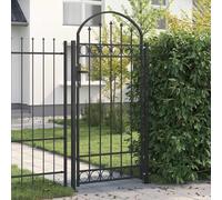 Runheo Poteau de clôture en acier gris avec portillon verrouillable pour jardin terrasse maison extérieur 200 x 88 x 14 cm gamme Assen