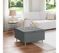 Runheo Pouf de Rangement avec Coussin en Tissu Gris foncé 80x80x45 cm, Robuste, Design capitonné, idéal pour Salon, Chambre ou entrée, supporte jusqu'à 110 kg, Pratique et esthétique