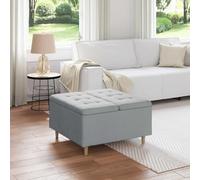 Runheo Pouf de Rangement Gris Clair 80x80x45 cm Tissu avec Coussin capitonné Design intérieur Moderne et Multifonctionnel idéal pour Salon, Chambre ou entrée