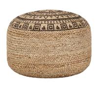 Runheo Pouf fait à la main marron avec cordes de jute tressées 45 x 30 cm, rembourré avec perles EPS, pouf moderne comme repose-pieds, tabouret et meuble d'appoint pour canapé