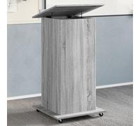Runheo Pupitre avec Roues et tiroir en Bois d'ingénierie Gris Sonoma pour Bureau, Table d'étude avec Plateau inclinable, Espace de Rangement, roulettes verrouillables, idéal pour Poste de Travail