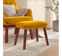 Runheo Repose-pieds en velours jaune moutarde avec pieds en bois, 45 x 29,5 x 35 cm, rembourré, confortable et repose-pieds pour salon et chambre à coucher, pouf multifonctionnel avec tissu doux et