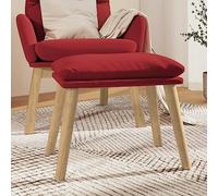 Runheo Repose-pieds en velours rouge vin 45 x 29,5 x 35 cm avec pieds en bois rembourré pour salon, chambre à coucher et couloir comme meuble d'appoint et repose-pieds