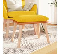 Runheo Repose-pieds, jaune moutarde, 45 x 29,5 x 35 cm, tissu et cuir synthétique, rembourré avec mousse, bois d'hévéa massif, polyvalent comme tabouret, pouf, ottoman, pour salon et chambre à coucher