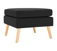 Runheo Repose-pieds moderne en tissu noir, rembourré, 54 x 54 x 43,5 cm, tabouret et ottoman avec cadre en bois, polyvalent comme pouf, étagère, espace de rangement et meuble d'appoint dans le salon