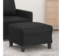 Runheo Repose-pieds noir en cuir synthétique - 60 x 50 x 41 cm - Siège rembourré - Pouf ottoman avec cadre en bois - Polyvalent comme étagère d'appoint et décoration pour salon, chambre d'enfant