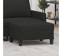 Runheo Repose-pieds noir rembourré 70 x 55 x 41 cm en tissu, pouf stable comme ottoman ou tabouret pour salon et chambre à coucher, peu encombrant et polyvalent comme étagère ou table d'appoint