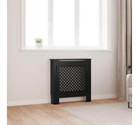 Runheo Revêtement de radiateur en MDF noir 78 cm avec design sommier à lattes, étagère, montage mural, pour salon, chambre à coucher, salle de bain, couvercle pratique pour économiser de l'énergie et