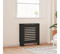 Runheo Revêtement de radiateur en MDF noir 78 cm avec design sommier à lattes, surface d'étagère, pour salon, chambre à coucher, salle de bain, montage mural, économie d'énergie, accessoires de