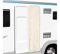 Runheo Rideau anti-mouches en chenille beige et blanc 56 x 200 cm, avec moustiquaire flexible, silencieux, crochets inclus, idéal pour porte, balcon, fenêtre, protège contre les mouches et les