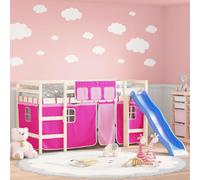 Runheo Rideaux pour lit mezzanine rose polyester durable 100 x 75 cm ensemble avec poches de rangement et embrasses pour chambre d'enfant plaisir de jeu et fixation sûre au lit