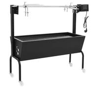 Runheo Rôtissoire pour Barbecue électrique en Acier Inoxydable avec Grande Grille réglable, fournie avec Tige à Broche, roulettes avec Freins, idéal pour Cuisson extérieure en Jardin ou terrasse