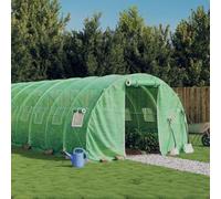Runheo Serre avec cadre en acier et film PE résistant aux UV Vert 72 m², 24 x 3 x 2 m, 4 fenêtres en filet, porte enroulable, abri de plantes résistant aux intempéries pour la culture des légumes et