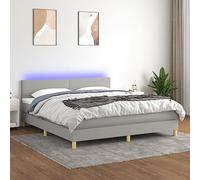 Runheo Sommier à Lattes de lit avec Matelas et LED Gris Clair 180x200 cm Tissu Polyester réglable tête de lit Contemporain Chambre Sommeil Confortable