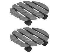 Runheo Support à Plantes en WPC Gris avec roulettes pivotantes et Freins, Lot de 2 Chariots à Plantes résistants aux intempéries pour Jardin extérieur, Balcon ou Serre, capacité 100 kg