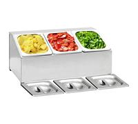Runheo Support Gastronorm en acier inoxydable avec 3 récipients GN 1/6 avec couvercle, antidérapant, peu encombrant, pour ustensiles de cuisine, couverts, cuillères de cuisson, idéal pour plan de