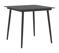 Runheo Table à manger de jardin, noire, 80 x 80 x 74 cm, en acier et verre, résistante aux intempéries, pour terrasse, balcon, table pliante, idéale pour pique-nique, barbecue, véranda, jardin d'hiver