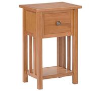 Runheo Table à revues en Bois de chêne Solide 35x27x55 cm avec tiroir et étagère pour Rangement Salon Bureau Chambre, Table appoint Console Chevet décorative Fonctionnelle