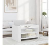 Runheo Table Basse Blanc Bois d'ingénierie 80x50x50 cm avec Grand Plateau Stable Rangement et tiroir modulable pour Salon séjour Chambre intérieur Maison Appartement