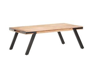 Runheo Table Basse Bois de manguier Massif 114x65x40 cm Meuble Salon séjour, Plateau de Rangement Robuste, Table d’appoint Chevet Industriel avec tiroir, Console gigogne décorative