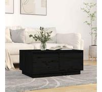 Runheo Table Basse Bois Massif de pin Noir 80x50x35 cm avec tiroirs Rangement Espace Salon séjour Chambre intérieur Meuble Console Plateau Design Industriel