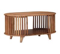 Runheo Table Basse en Bois d'acacia Fait Main Marron 85 x 50 x 40 cm Design Industriel Salon séjour Meuble Console avec Plateau Rangement Pratique