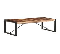 Runheo Table Basse en Bois Massif Acacia et hévéa 140x70x40 cm Style Industriel Salon séjour avec Plateau Stable et Pieds en Acier Finition Noire Design Meuble Console