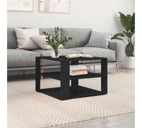 Runheo Table Basse Noir Bois d'ingénierie 58x58x40 cm avec 3 Niveaux de Rangement Plateau Robuste Meuble Salon séjour Appartement