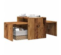 Runheo Table Basse Vieux Bois Bois d'ingénierie 100x48x40 cm Meuble Salon gigogne avec Rangement Plateau Stable et Espace pour Salon séjour Appartement Design Industriel