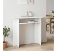 Runheo Table console blanche brillante en bois - 100 x 39,5 x 75 cm - Table d'appoint compacte - Pour salon, chambre à coucher, entrée - Avec étagère et espace de rangement