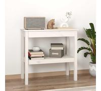 Runheo Table Console Blanche en Bois de pin Massif 80x40x75 cm avec étagère Rangement, Meuble d'entrée élégant et Stable pour Salon, Bureau, Chambre, décoration Moderne et