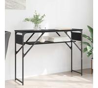 Runheo Table Console en Bois d'ingénierie Chêne Noir 105x30x75cm Design Industriel avec étagères pour Salon Moderne Bureau étudiant Poste de Travail Ordinateur Portable écran Clavier Support Stable