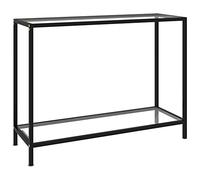 Runheo Table Console en Verre trempé Transparente 100x35x75 cm avec étagère Noire, Support Stable en Acier poudré pour Salon, Bureau, entrée, Coin Rangement