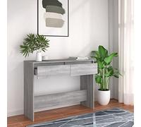 Runheo Table Console Sonoma Gris Bois d'ingénierie 100x35x76,5 cm Meuble d'entrée avec Rangement et Plateau, Console modulable pour Salon Bureau Chambre Coin