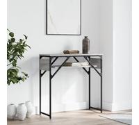 Runheo Table Console Sonoma Gris en Bois d'ingénierie et métal 75x30x75 cm avec étagère Rangement, Support Salon et entrée, Meuble Industriel pour décoration Moderne