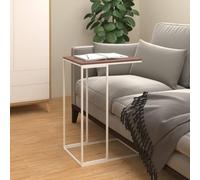 Runheo Table d'appoint Blanc en Bois d'ingénierie avec Cadre en Fer 40x30x59 cm Design en Forme de C pour Salon séjour Chambre intérieur Maison Appartement
