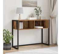 Runheo Table d'appoint Bois Ancien en Bois d'ingénierie 100 x 36 x 75 cm avec Pieds en Acier pour Salon Chambre Bureau Console Industrielle Rangement Pratique