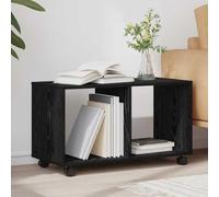 Runheo Table d'appoint en Bois d'ingénierie chêne Noir avec 2 étagères 72 x 33 x 42,5 cm, Console Basse à roulettes pour Salon Chambre Bureau, Support Rangement Moderne