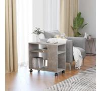 Runheo Table d'appoint Gris béton en Bois d'ingénierie 70x35x55 cm avec roulettes Console Basse Rangement pour Salon Chambre Bureau décoration Moderne Industrielle